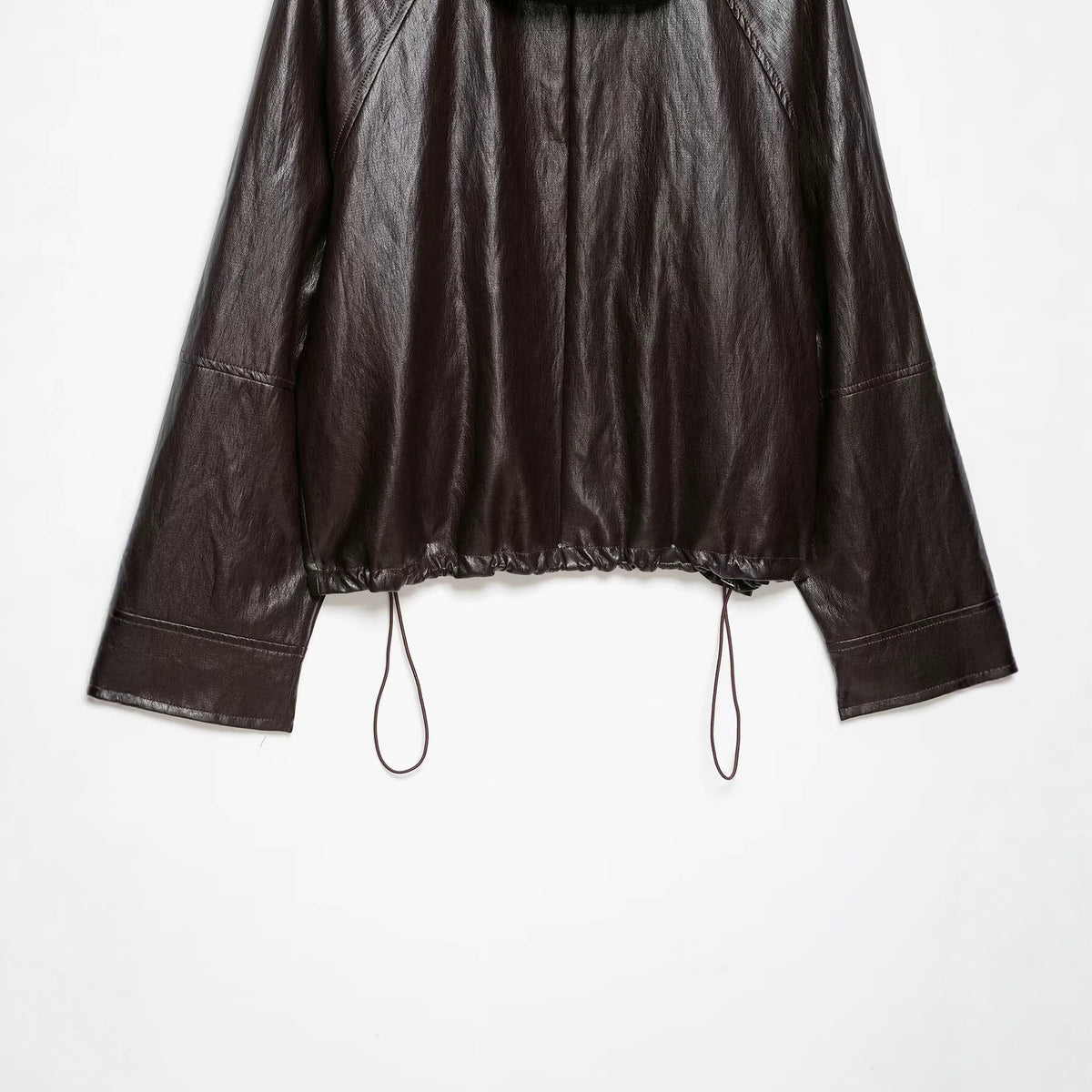 Leather effect hooded jacket leather jacket