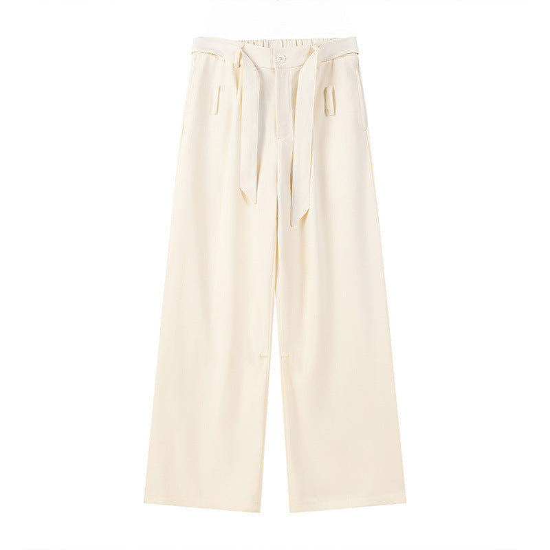 Men's Cleanfit Casual Straight Leg Pants Loose Drawstring Waist Solid Color Trousers