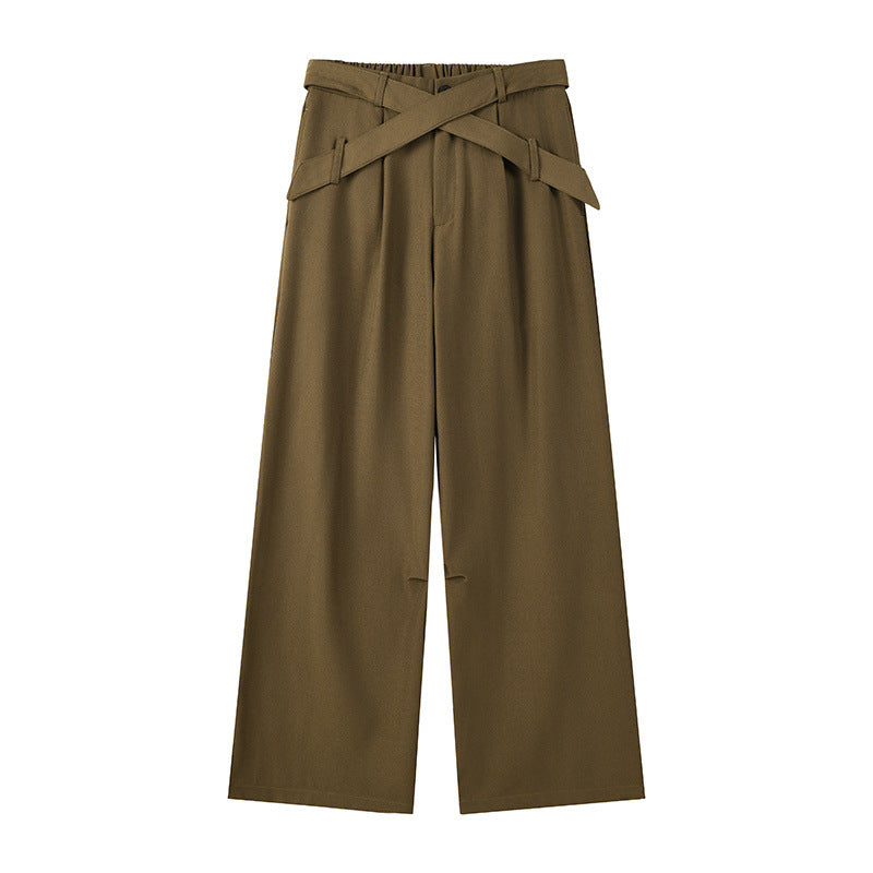 Men's Cleanfit Casual Straight Leg Pants Loose Drawstring Waist Solid Color Trousers