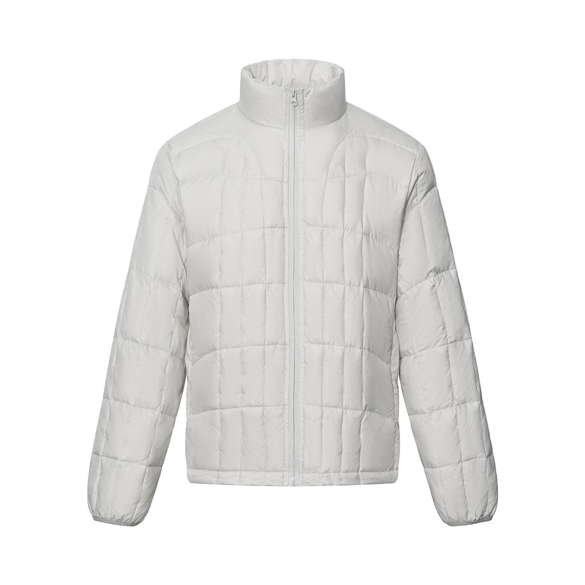 Men's Urban Down Filled Double Zipper Stand Collar Quilted Solid Color Jacket