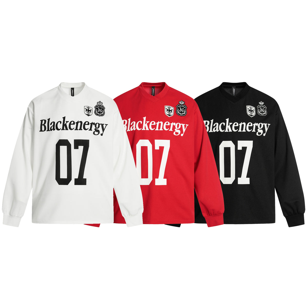 Number Badge Embroidery Long Sleeve V-Neck T-Shirt