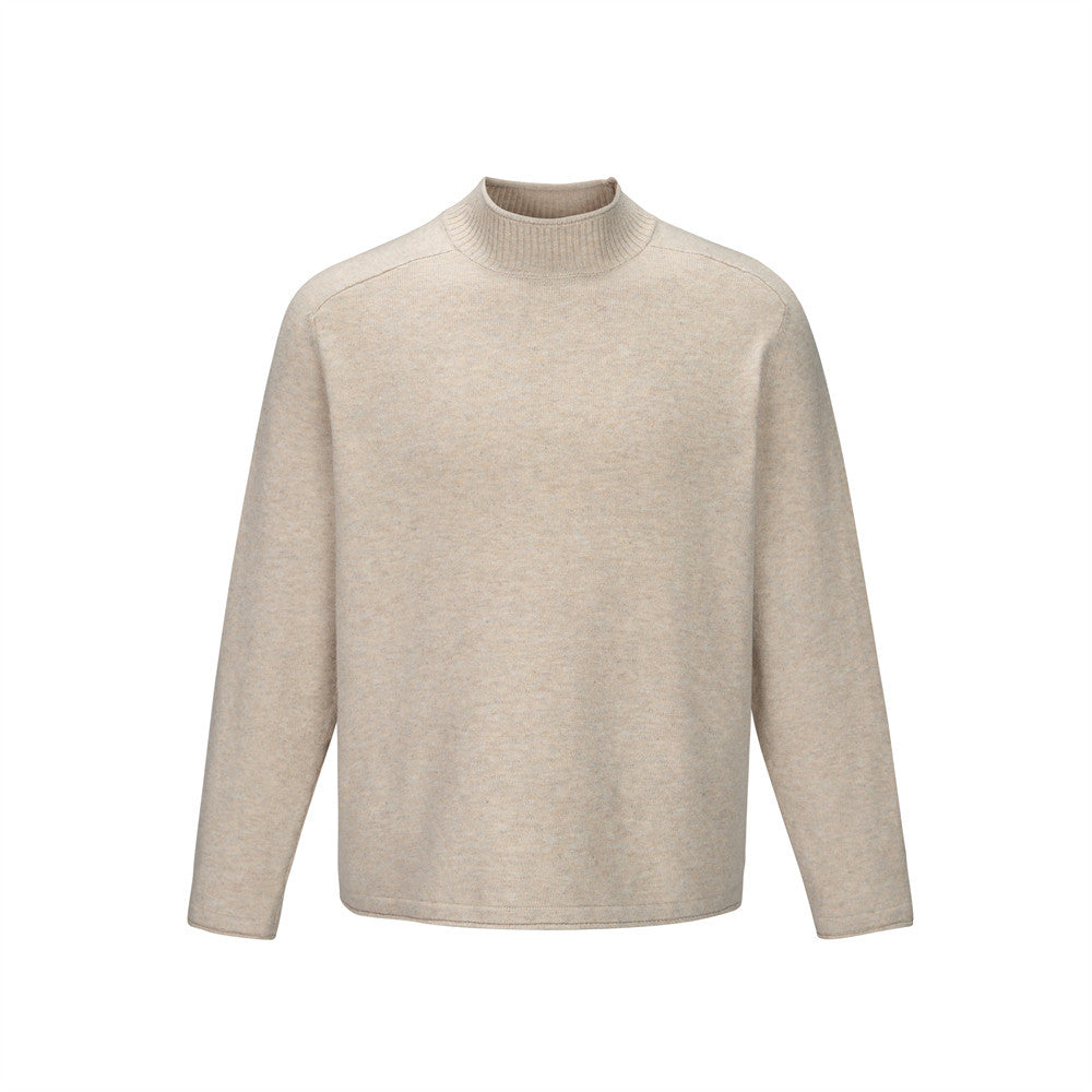 Men'sClean Fit Solid Color Long Sleeve Stand Collar Knit Sweater