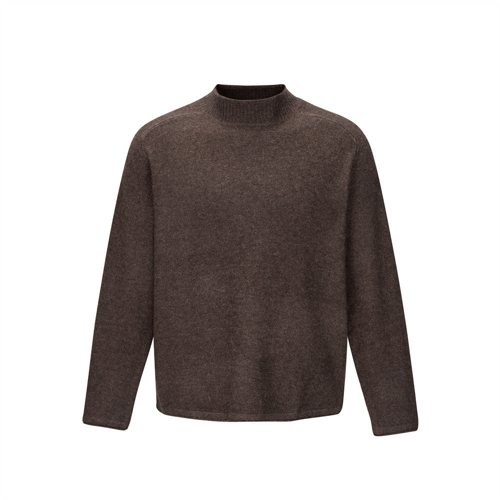 Men'sClean Fit Solid Color Long Sleeve Stand Collar Knit Sweater
