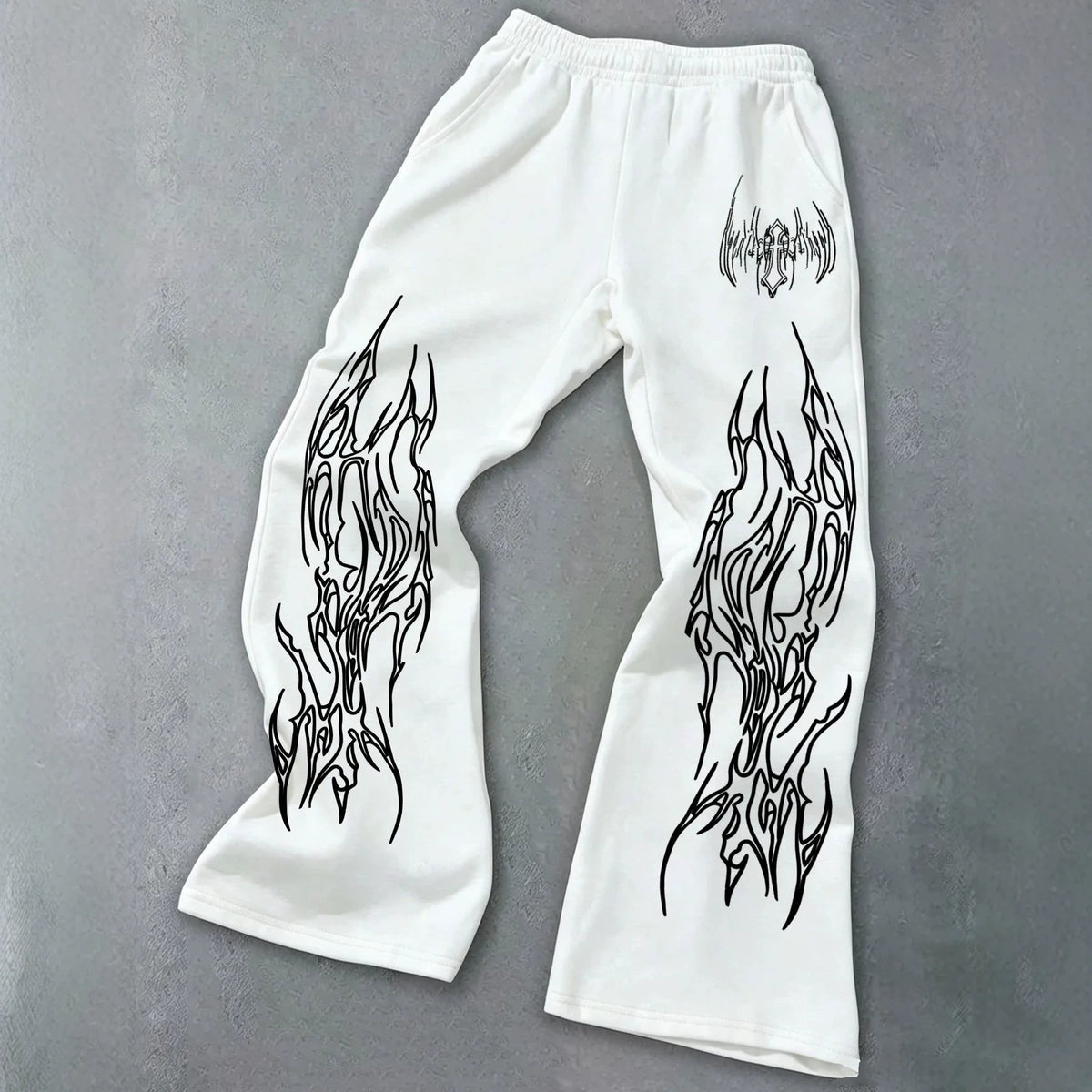 Print Wide Leg Drawstring Sweatpants