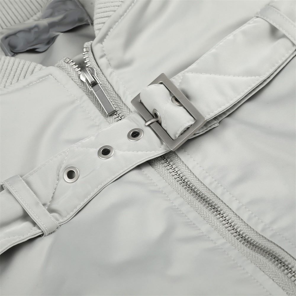 Men's High Street Cotton Padded Lace-up Stand Collar Loose Fit Bomber Jacket