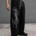 Dark Gothic Letter Print Loose Wide-leg Drawstring Unisex Sweatpants