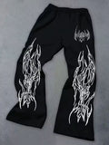 Print Wide Leg Drawstring Sweatpants