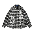 Men's Wasteland Style Distressed Plaid Tie-Dye Long Sleeve Casual Shirt