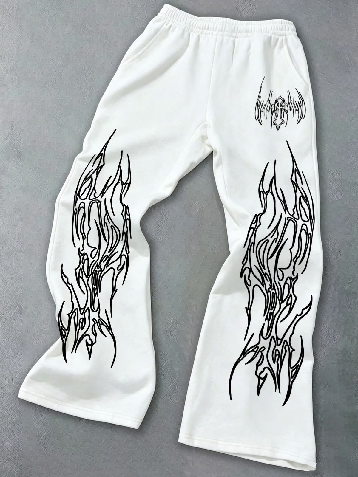 Print Wide Leg Drawstring Sweatpants
