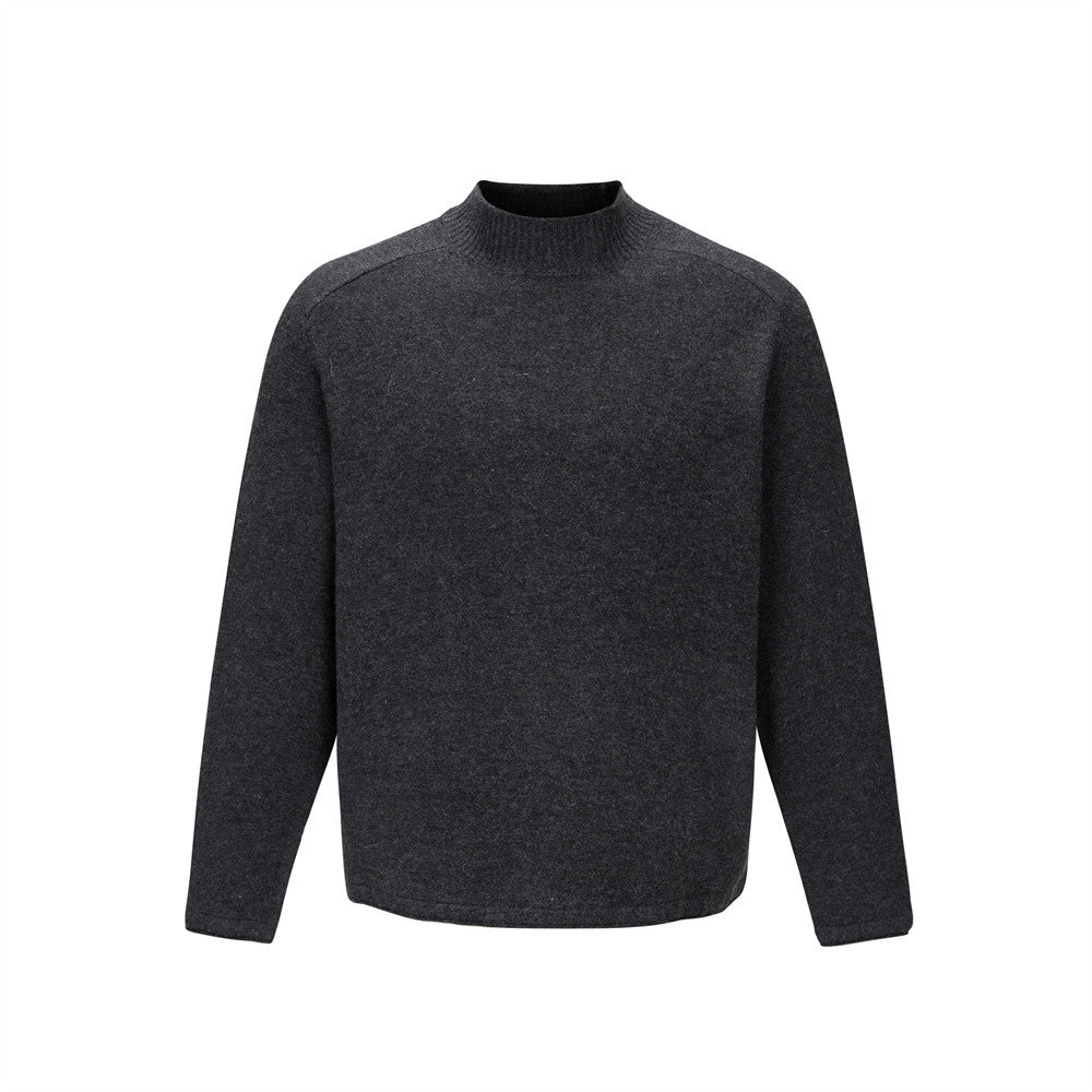 Men'sClean Fit Solid Color Long Sleeve Stand Collar Knit Sweater