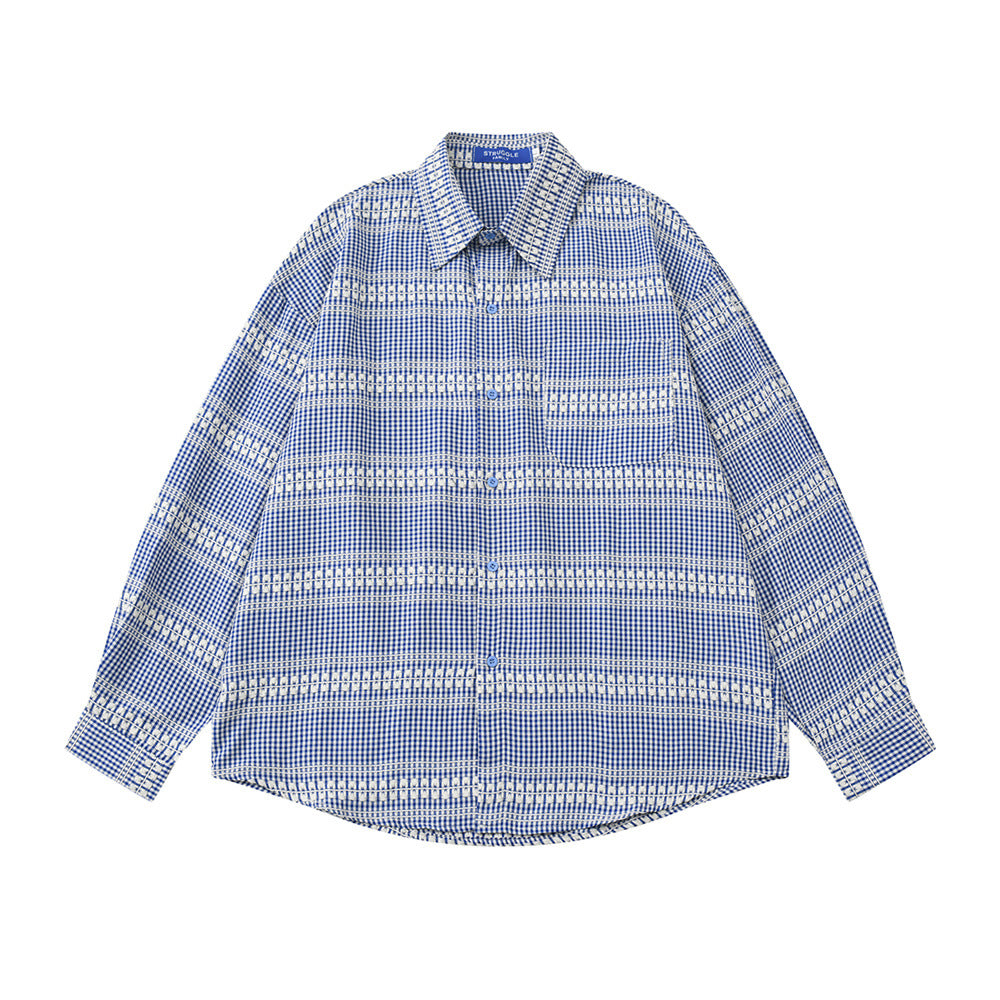 Men's Vintage Plaid Long Sleeve Turn-down Collar Shirt