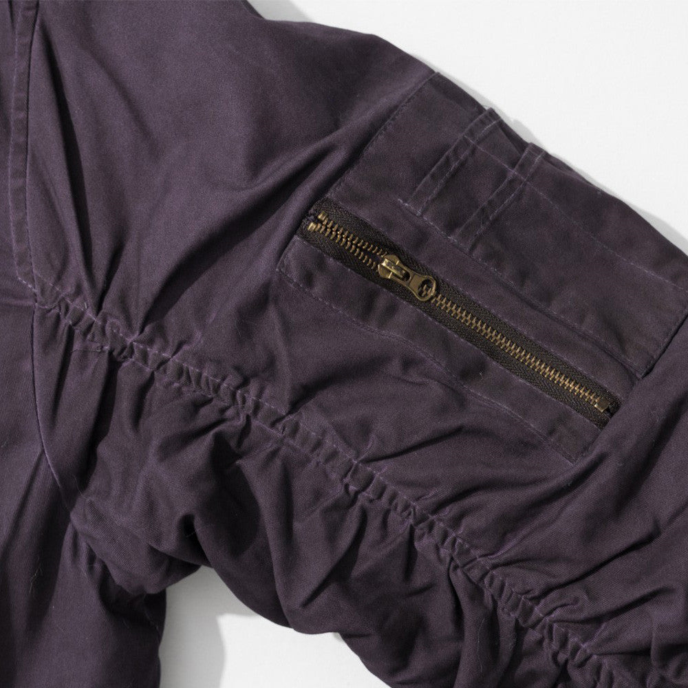 Men's Wasteland Vintage Distressed Spray Wash Ruched Long Sleeve Aviator Buckle Stand Collar Oversized Cotton Padded Baseball Jacket