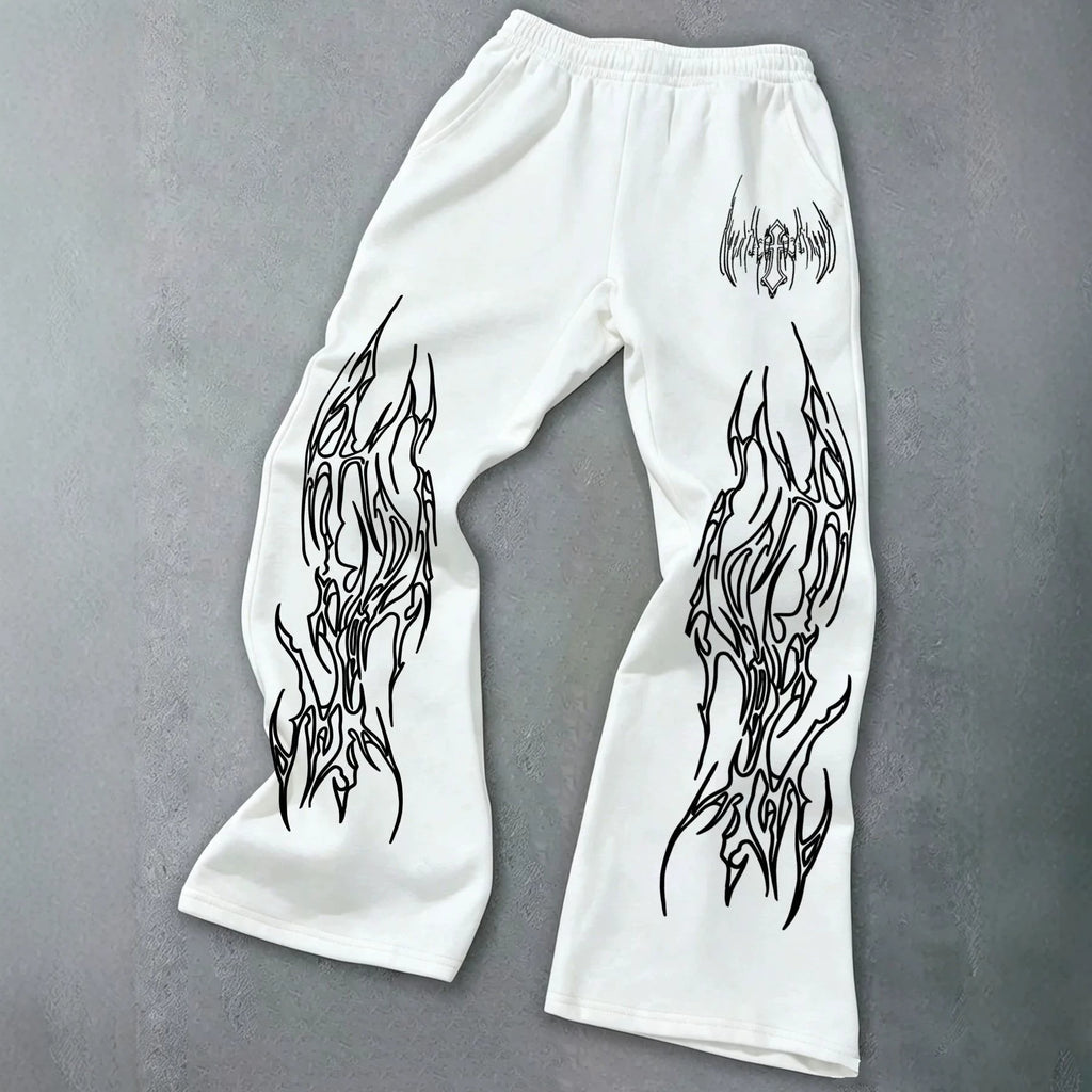 Print Wide Leg Drawstring Sweatpants