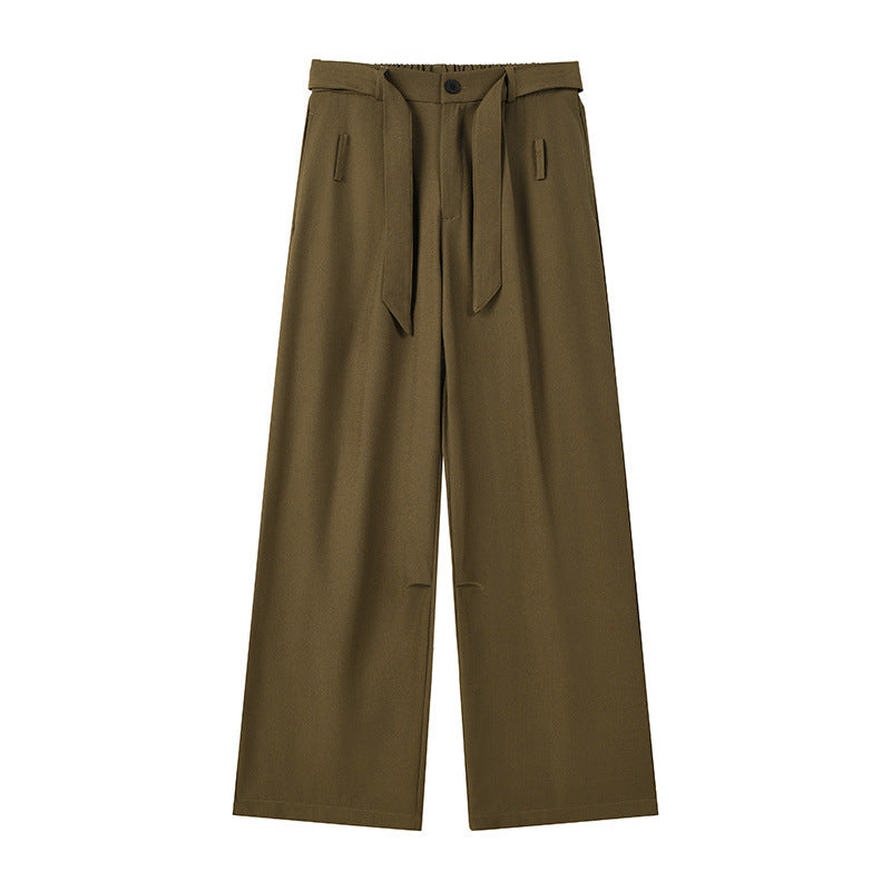 Men's Cleanfit Casual Straight Leg Pants Loose Drawstring Waist Solid Color Trousers