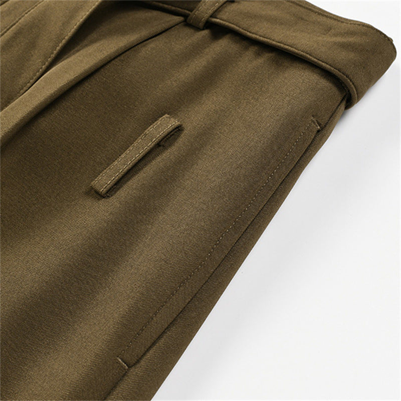Men's Cleanfit Casual Straight Leg Pants Loose Drawstring Waist Solid Color Trousers