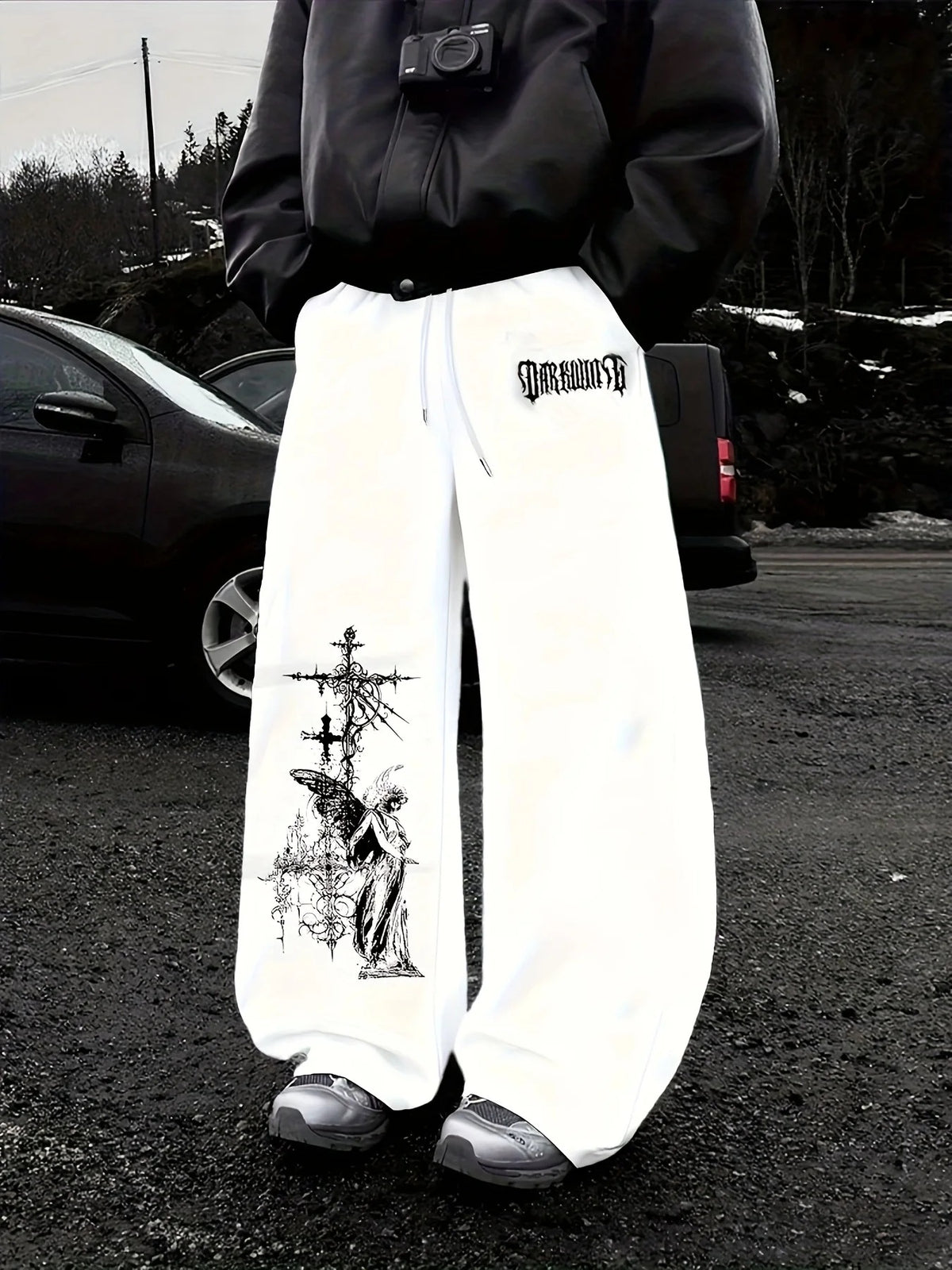 Print Wide Leg Drawstring Sweatpants