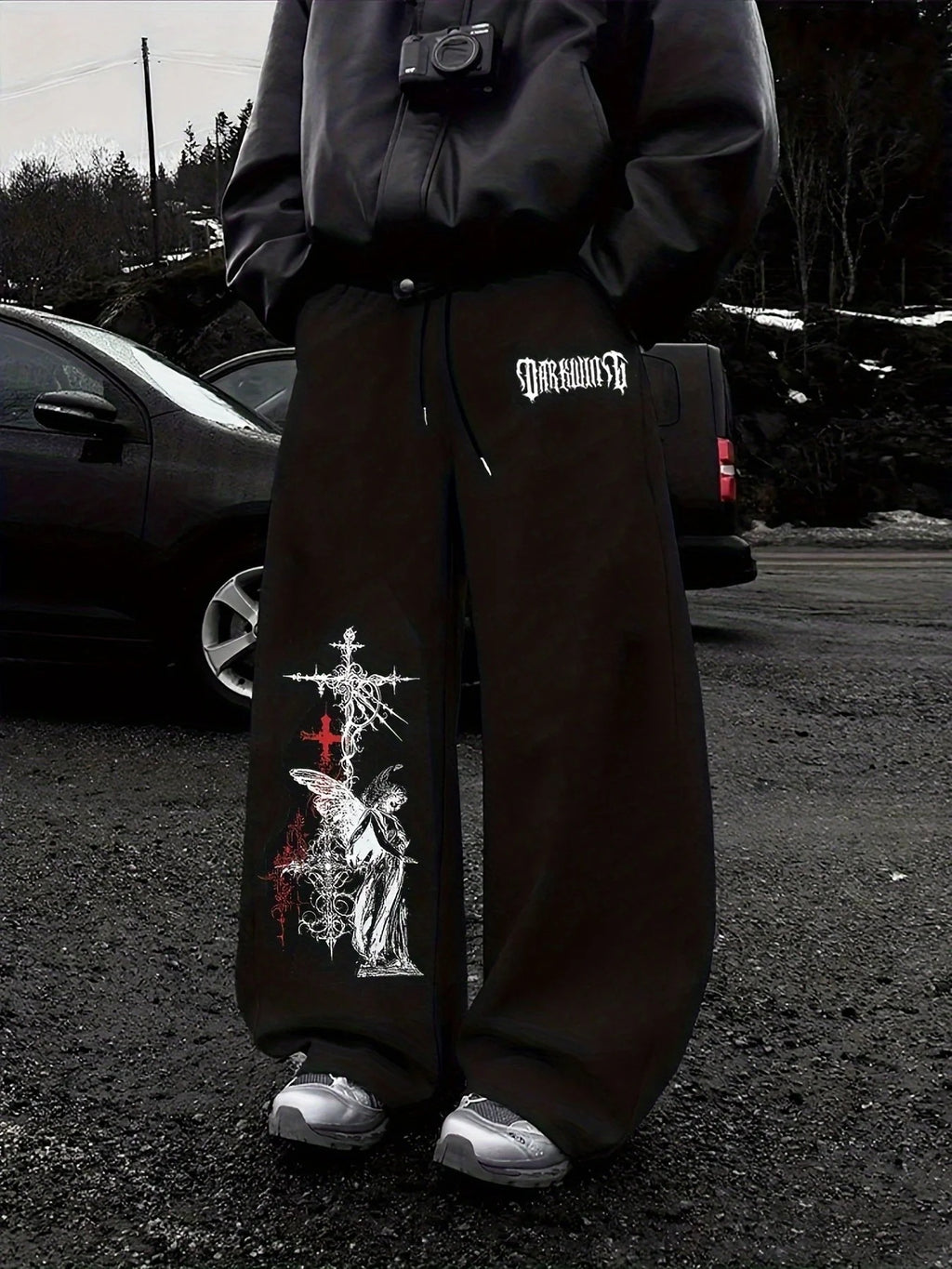 Print Wide Leg Drawstring Sweatpants