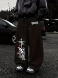 Print Wide Leg Drawstring Sweatpants