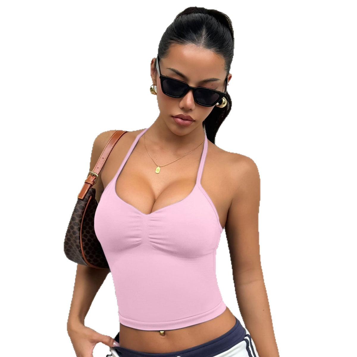 Fitness bra camisole vest with chest cushion gathered for a beautiful back