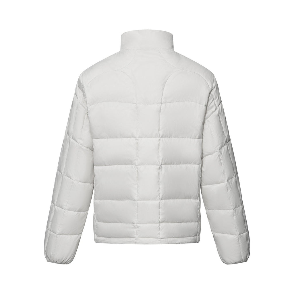 Men's Urban Down Filled Double Zipper Stand Collar Quilted Solid Color Jacket