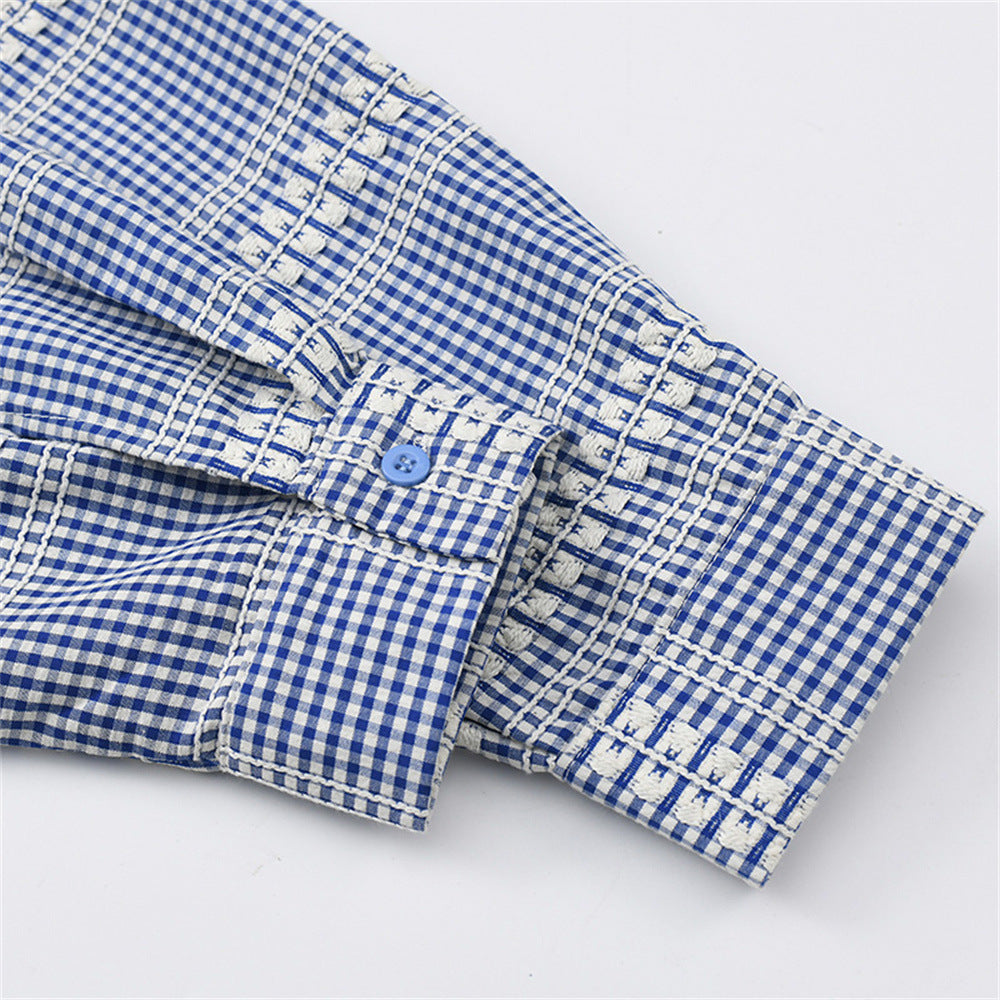 Men's Vintage Plaid Long Sleeve Turn-down Collar Shirt