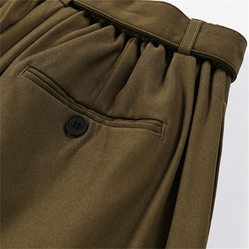Men's Cleanfit Casual Straight Leg Pants Loose Drawstring Waist Solid Color Trousers