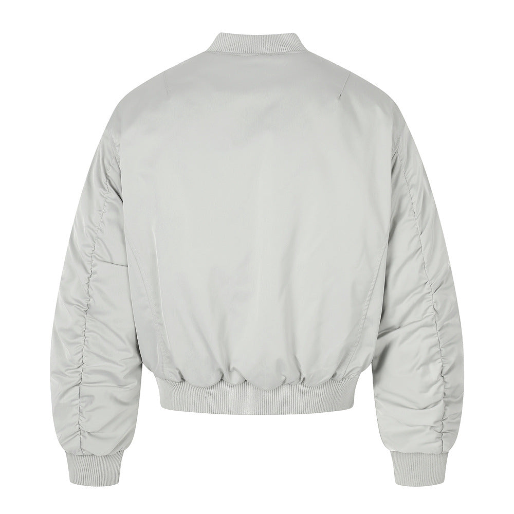 Men's High Street Cotton Padded Lace-up Stand Collar Loose Fit Bomber Jacket