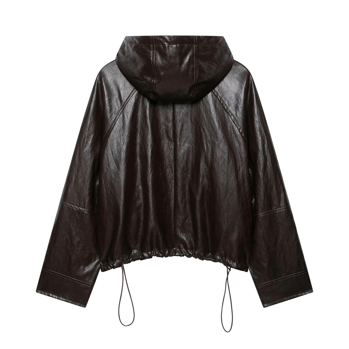 Leather effect hooded jacket leather jacket