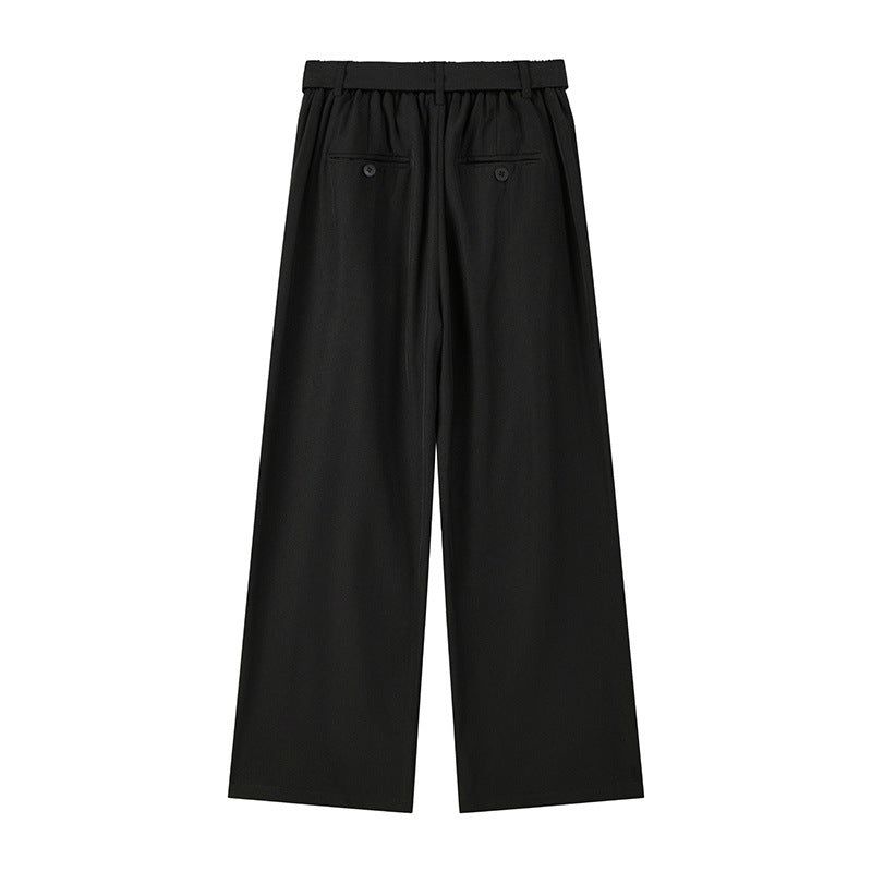 Men's Cleanfit Casual Straight Leg Pants Loose Drawstring Waist Solid Color Trousers