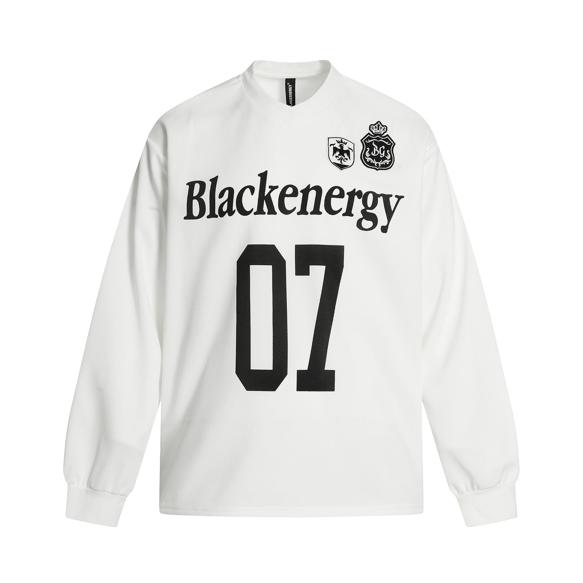 Number Badge Embroidery Long Sleeve V-Neck T-Shirt