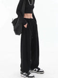 Women Solid Jogging Sweatpants Women Pants Baggy Sports Pants Chic High Waist Lace Up Folds Streetwear Casual Female Trousers
