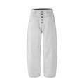 Men's Clean Fit Denim Button Fly Straight Leg Casual Pants with Back Pocket Embroidery
